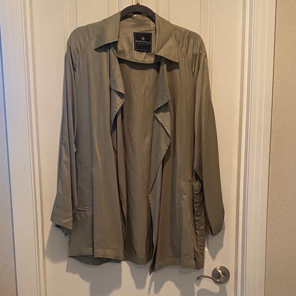 Olive Draped Front Shirt Jacket